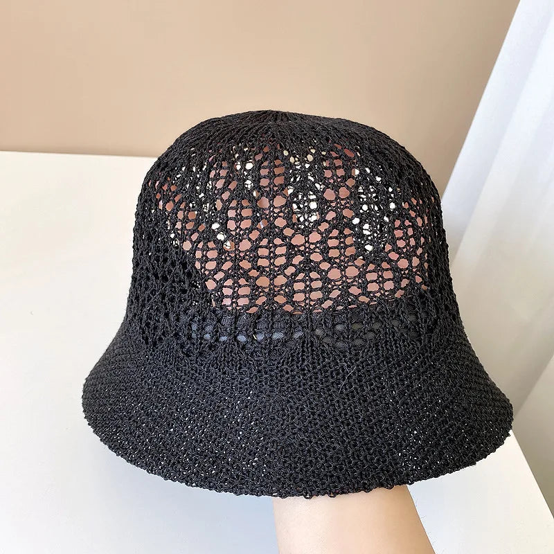 Chic Black Crochet Bucket Hat For Women AP00231