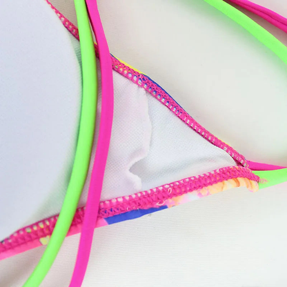 Elegant Women Tropical Print One-piece Ruffle Swimsuit Swimwear AP000137