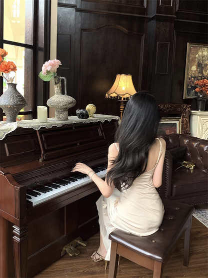 New Elegant Three-dimensional Floral Decoration Slim Mermaid Spaghetti Strap Dress  AP0257