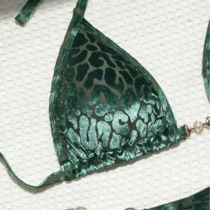 New Fashion Women Animal Print Bikini Swimwear With Pearl Detail AP000141