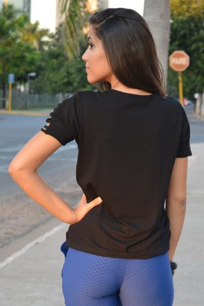 V-neck Straps Pure Color Short Sleeves Loose T-shirt AP00027