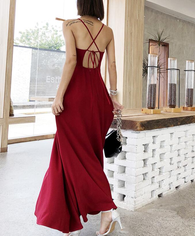 Beautiful Dark Red Maxi Summer Women Dress, Red Women Dress AP0005