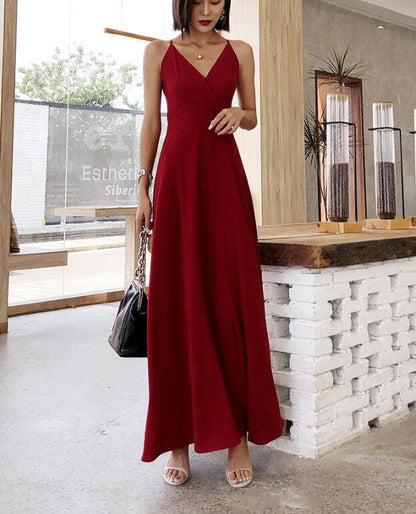 Beautiful Dark Red Maxi Summer Women Dress, Red Women Dress AP0005