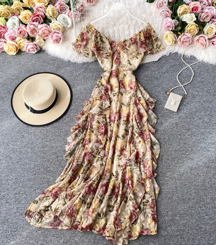 New Fashion Cute A Line Floral Pattern Dress Summer Dress AP00078