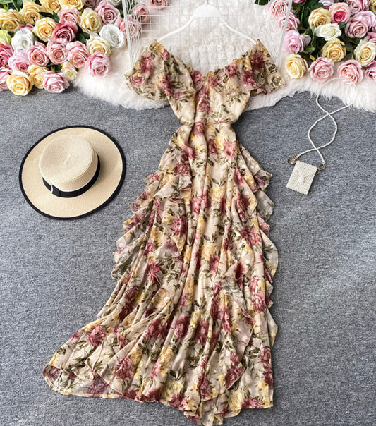 New Fashion Cute A Line Floral Pattern Dress Summer Dress AP00078