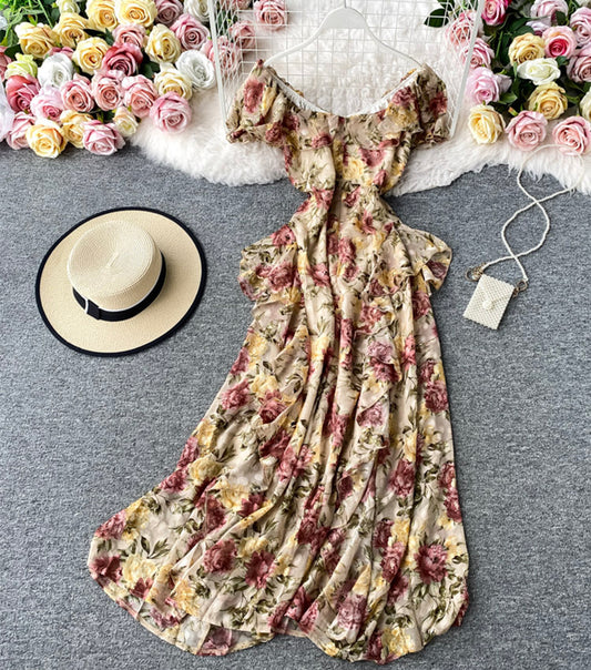 New Fashion Cute A Line Floral Pattern Dress Summer Dress AP00078