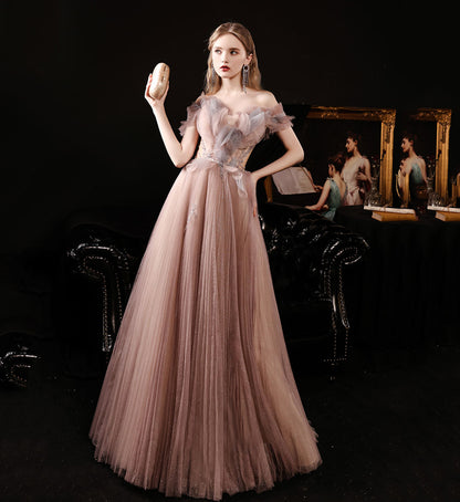 Simple Women Unique Tulle Long Prom Dress A Line Evening Dress AP00202