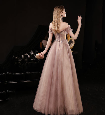 Simple Women Unique Tulle Long Prom Dress A Line Evening Dress AP00202
