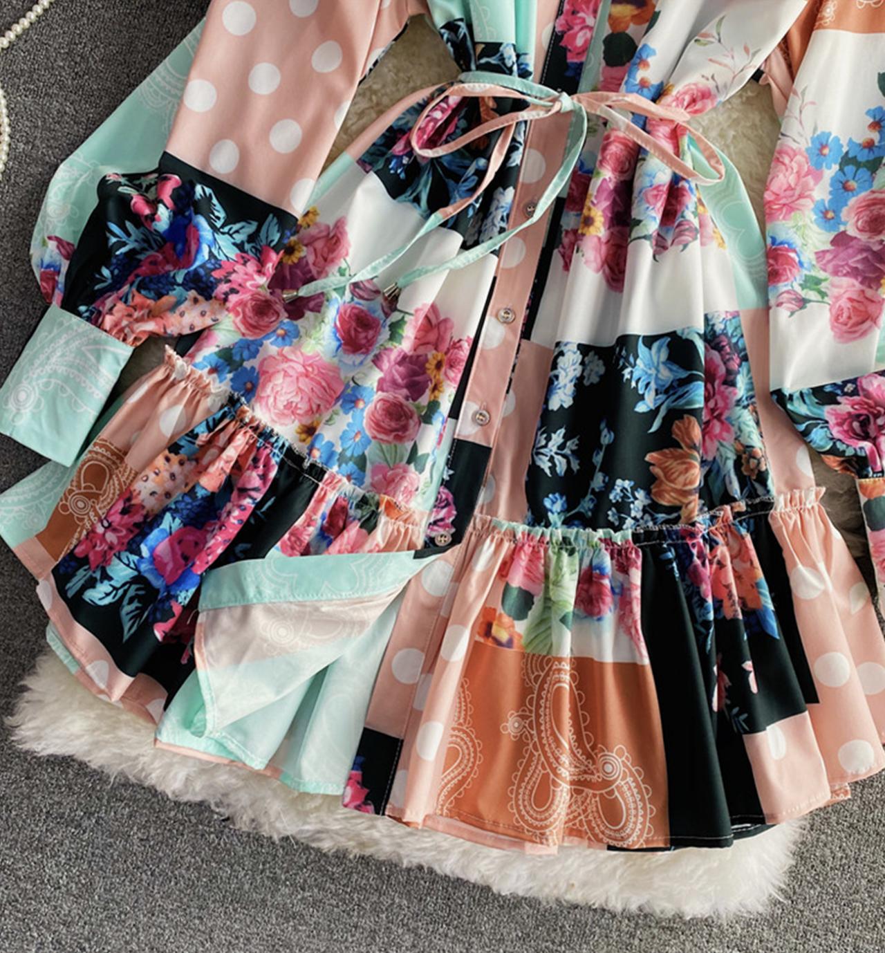 Stylish A Line Dress Long Sleeve Dress AP00066