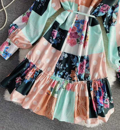 Stylish A Line Dress Long Sleeve Dress AP00066