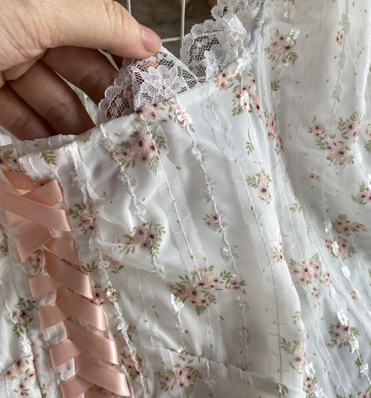 Cute Fashion A Line Lace Short Dress Floral Dress AP00071