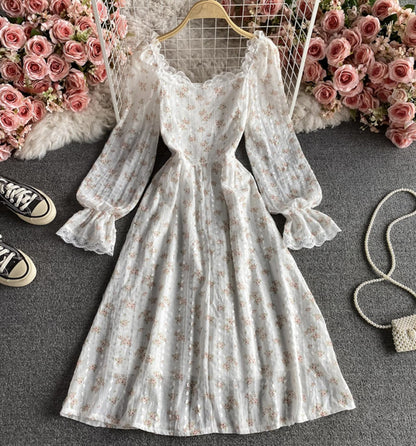 Cute Fashion A Line Lace Short Dress Floral Dress AP00071