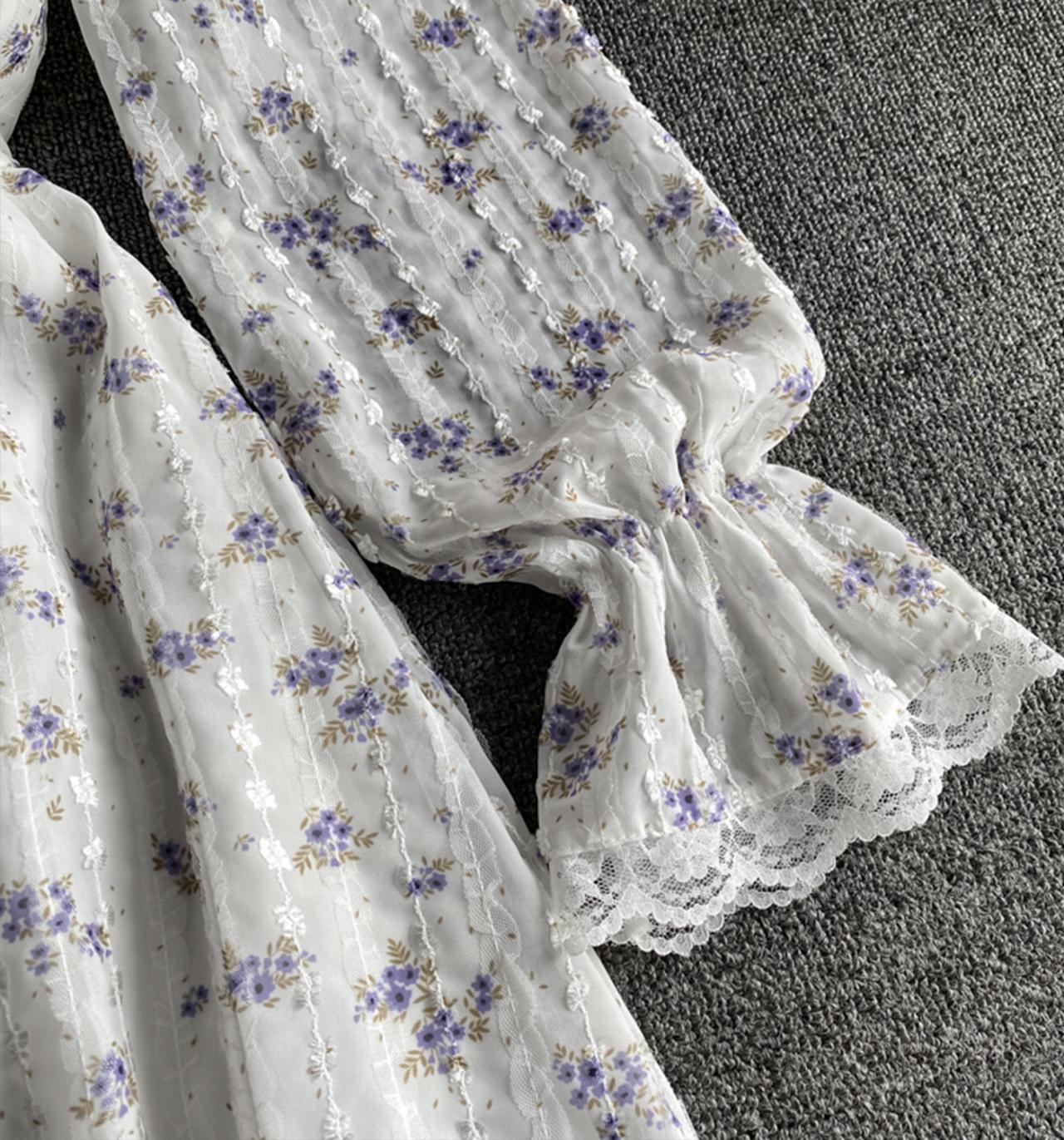 Cute Fashion A Line Lace Short Dress Floral Dress AP00071