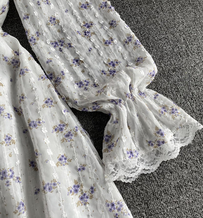 Cute Fashion A Line Lace Short Dress Floral Dress AP00071