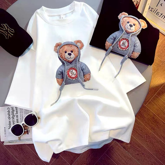 Spring Summer Bear Short Sleeve Loose Half Sleeve Top AP000166
