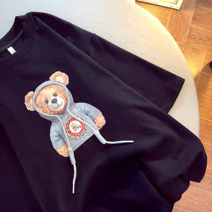 Spring Summer Bear Short Sleeve Loose Half Sleeve Top AP000166