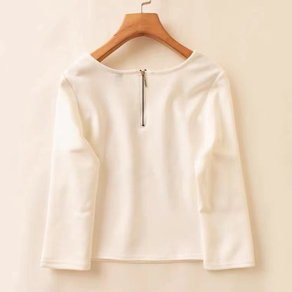 Round Collar Turtleneck T - Shirt, Short Style, Loose Solid Color Crop Top AP000170