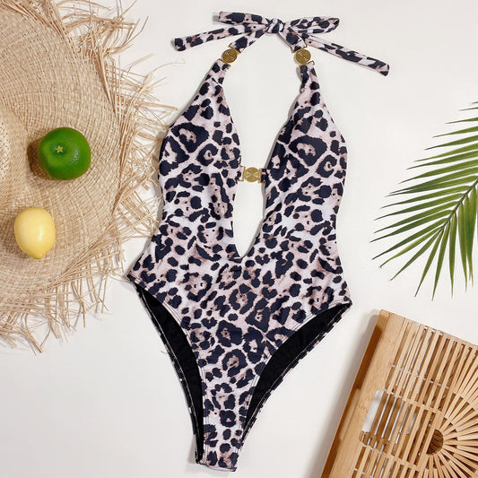 Leopard Print Women's Sexy One-piece Bikini Swimsuit AP00046