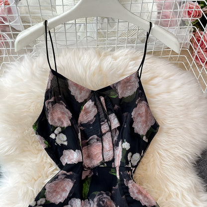 Split Flower Dress , Temperament,vintage, Sexy Halter Dress AP00064