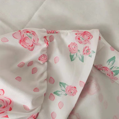 Sweet Style, Floral Print, Square Collar, Collarbone Short Shirt, Short Sleeve Top AP000200