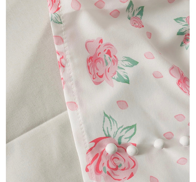 Sweet Style, Floral Print, Square Collar, Collarbone Short Shirt, Short Sleeve Top AP000200