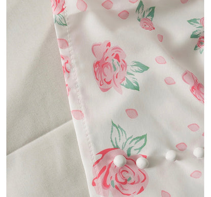 Sweet Style, Floral Print, Square Collar, Collarbone Short Shirt, Short Sleeve Top AP000200