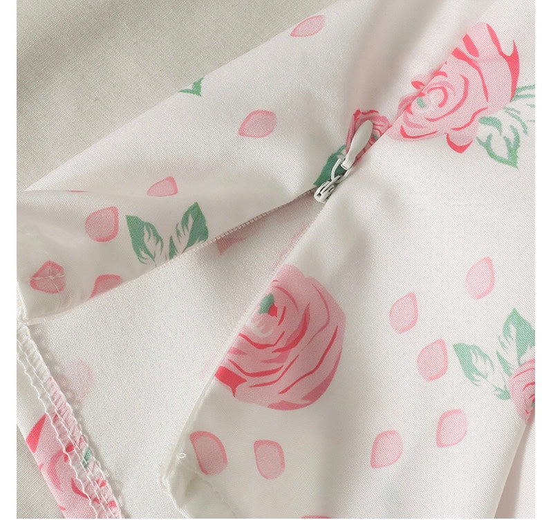 Sweet Style, Floral Print, Square Collar, Collarbone Short Shirt, Short Sleeve Top AP000200