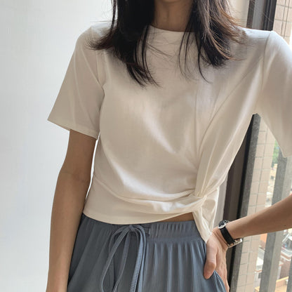 New Fashion Unique Round Neck Short T-shirt Navel T-shirt AP000101