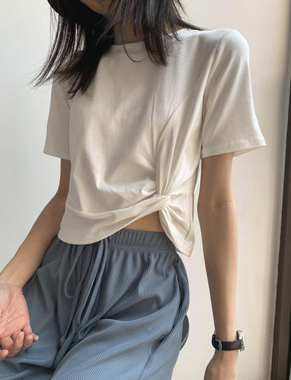 New Fashion Unique Round Neck Short T-shirt Navel T-shirt AP000101