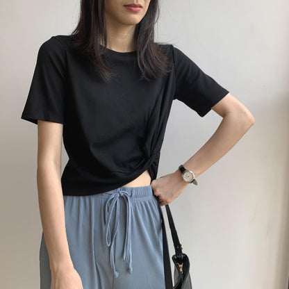 New Fashion Unique Round Neck Short T-shirt Navel T-shirt AP000101