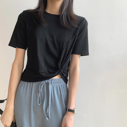 New Fashion Unique Round Neck Short T-shirt Navel T-shirt AP000101