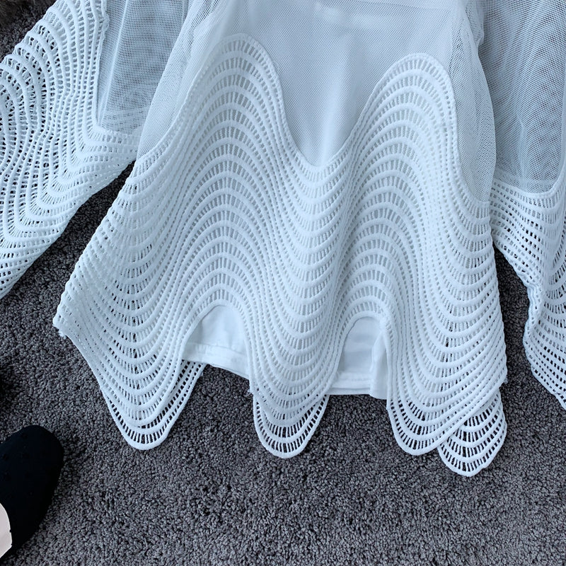 Cute Flared Sleeve Lace Top for Women AP000105