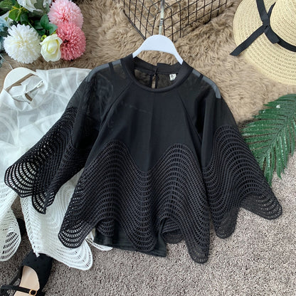 Cute Flared Sleeve Lace Top for Women AP000105