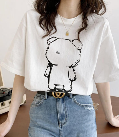 Cute Bear Round Neck Short Sleeve T-shirt AP00098