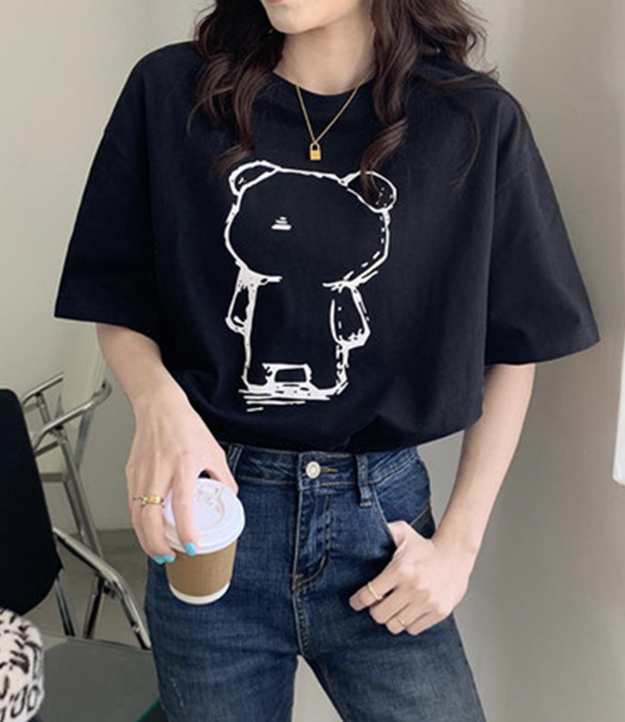 Cute Bear Round Neck Short Sleeve T-shirt AP00098
