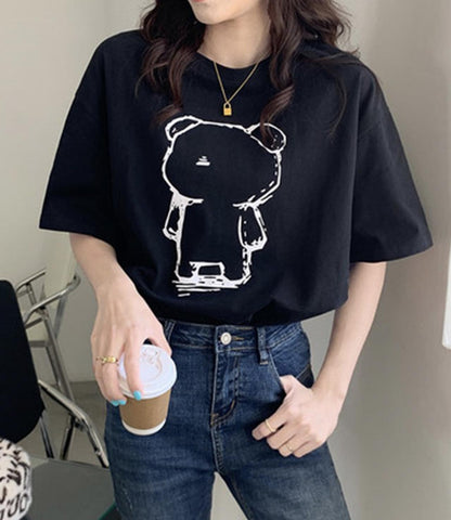 Cute Bear Round Neck Short Sleeve T-shirt AP00098