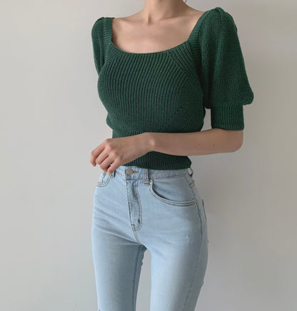 Simple Cute Knitted Lace Up Top New Fashion T-Shirt AP00096