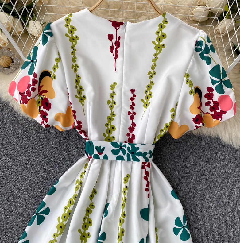 Cute A Line V Neck Floral Dress AP00076