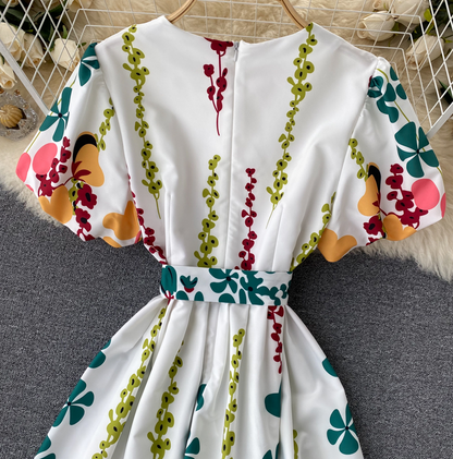 Cute A Line V Neck Floral Dress AP00076