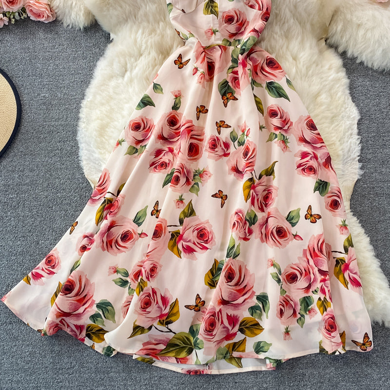 Cute Floral Short A Line Dress Fashion Dress AP00073