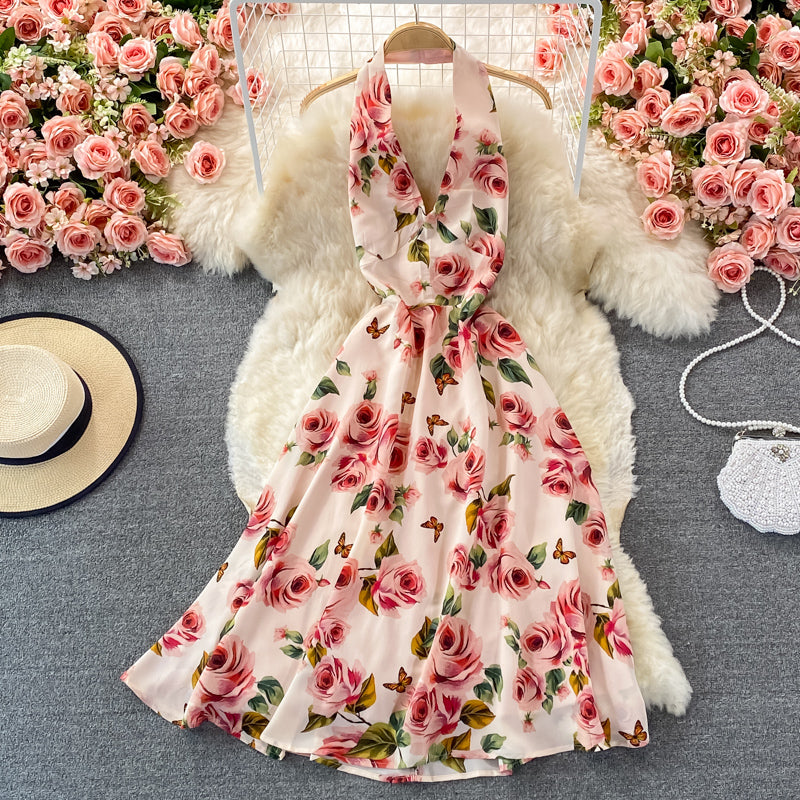 Cute Floral Short A Line Dress Fashion Dress AP00073