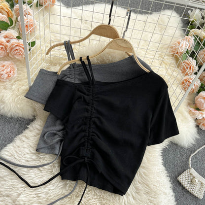 Simple Cute One Shoulder T-shirt for Women AP000108