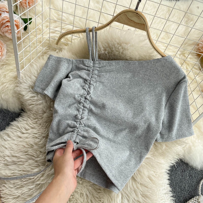 Simple Cute One Shoulder T-shirt for Women AP000108