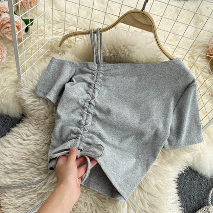 Simple Cute One Shoulder T-shirt for Women AP000108