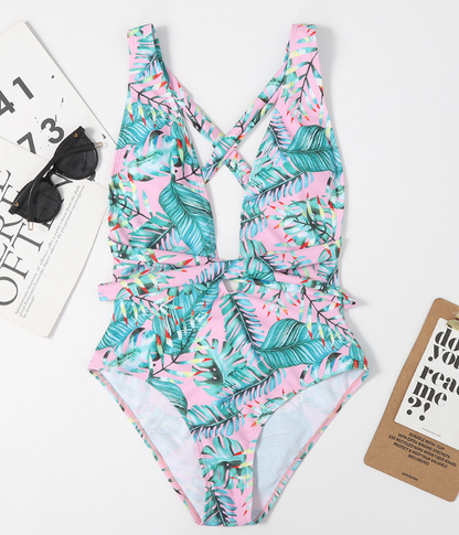 Sexy Printed Open Back One-piece Swimsuit AP00058