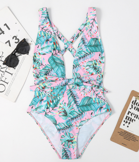 Sexy Printed Open Back One-piece Swimsuit AP00058