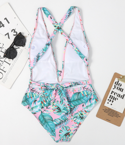 Sexy Printed Open Back One-piece Swimsuit AP00058
