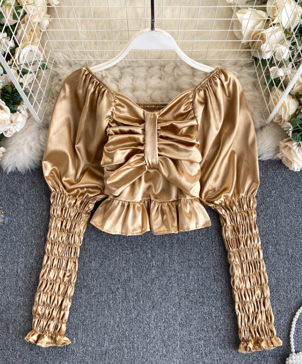 Design Slim Puff Sleeve Shirt Top AP00031