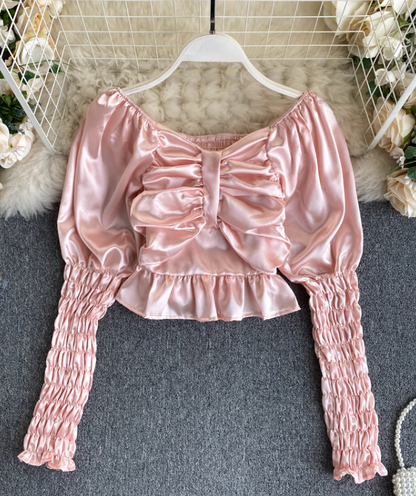 Design Slim Puff Sleeve Shirt Top AP00031