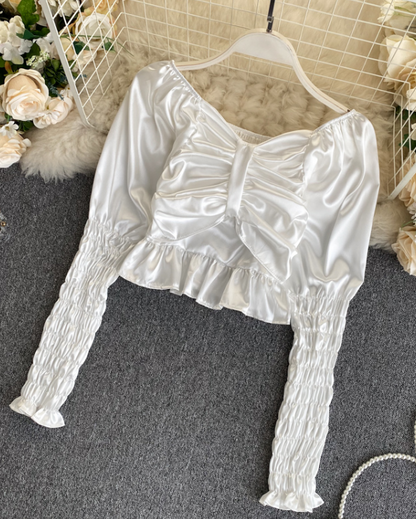 Design Slim Puff Sleeve Shirt Top AP00031